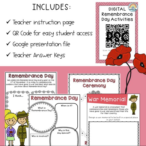 DIGITAL Remembrance Day Activities | Years 3 - 6 | Paperless - Rainbow Sky Creations