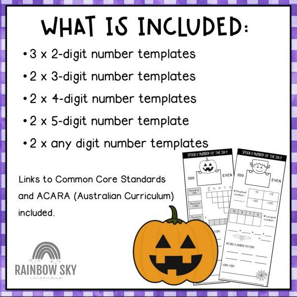 Halloween Number of the Day Templates [Number Sense up to 5 digit numbers] - Rainbow Sky Creations