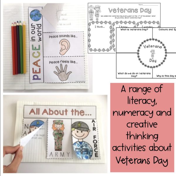 Veterans Day Activities | Writing / Math | Grades 1-2 - Rainbow Sky Creations