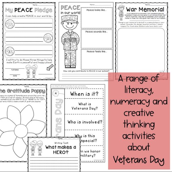 Veterans Day Activities | Writing Math | Grades 3-6 - Rainbow Sky Creations