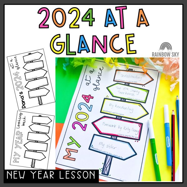 2024 at a Glance | New Year Reflection Activity - Rainbow Sky Creations