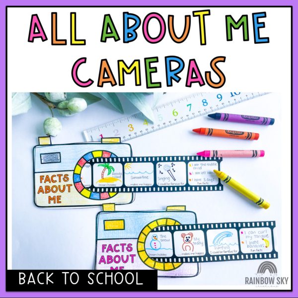 All About Me Cameras | Back to School Display - Rainbow Sky Creations