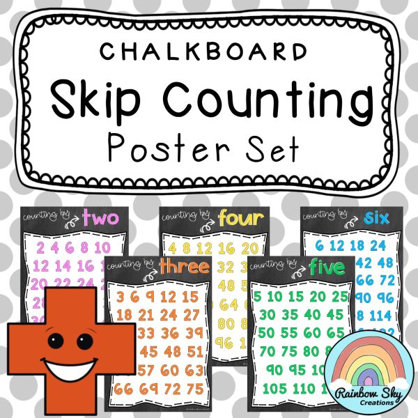 Skip Counting Posters | Chalkboard Theme - Rainbow Sky Creations