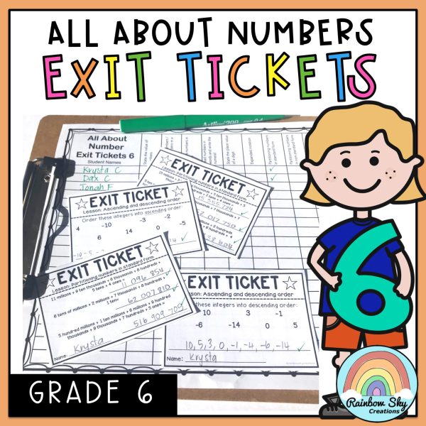 Math Exit Tickets | Exit Slips Assessment | Number Sense Grade 6 - Rainbow Sky Creations