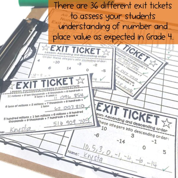 Math Exit Tickets | Exit Slips Assessment | Number Sense Grade 6 - Rainbow Sky Creations