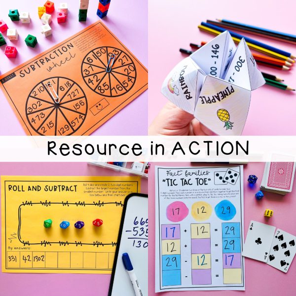 Addition and Subtraction Hands on Math Activities and Games | Grade 3-4 - Rainbow Sky Creations