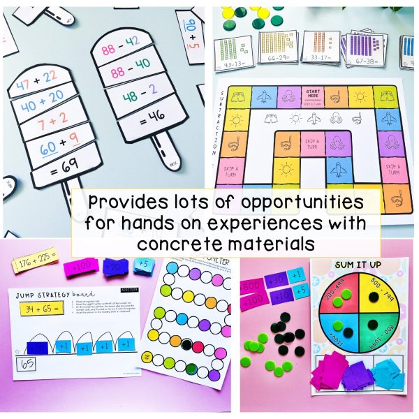 Addition and Subtraction Hands on Math Activities and Games | Grade 3-4 - Rainbow Sky Creations
