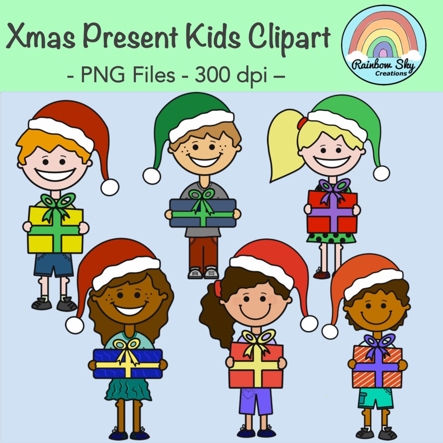 christmas-present-kids-clipart-rainbow-sky-creations