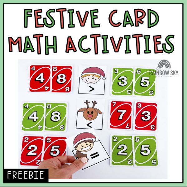 FREE Christmas Math Card Games / Christmas Math Centres - Rainbow Sky Creations