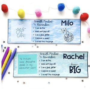 Growth Mindset and goal desk tag