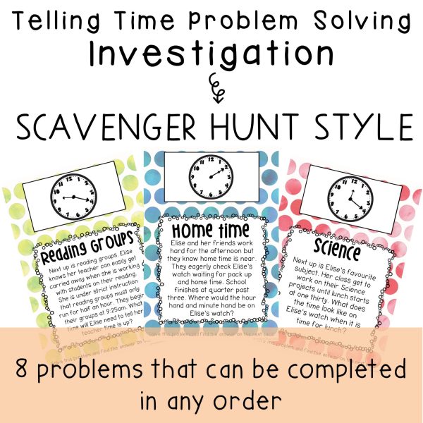 Telling the Time Investigation | Analog Clock Word Problems | Year 3 - Rainbow Sky Creations