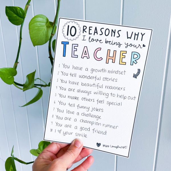 10 Reasons Why I Love Being Your Teacher - Freebie - Rainbow Sky Creations