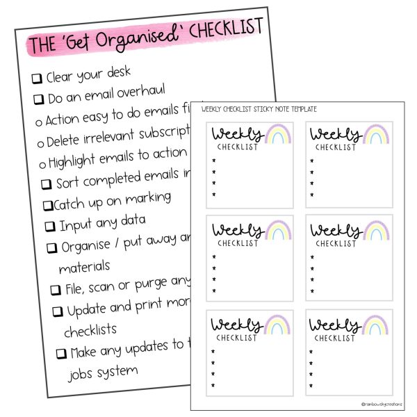 Get Organised Checklist for Teachers | Free - Rainbow Sky Creations