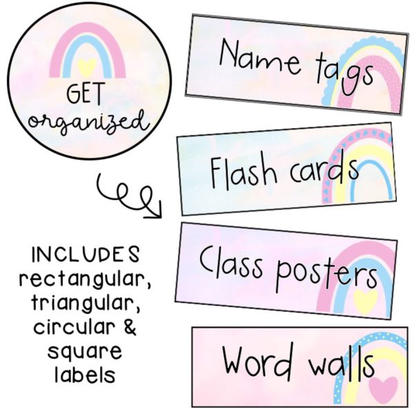 Editable Labels | Classroom Labels | Pastel Rainbow - Rainbow Sky Creations