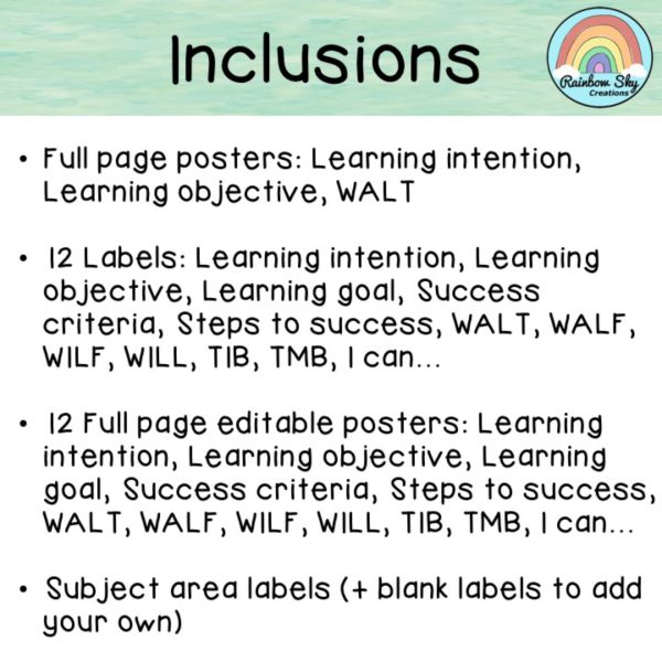 Cactus Learning Intention Posters | WALT WILF TIB - Rainbow Sky Creations