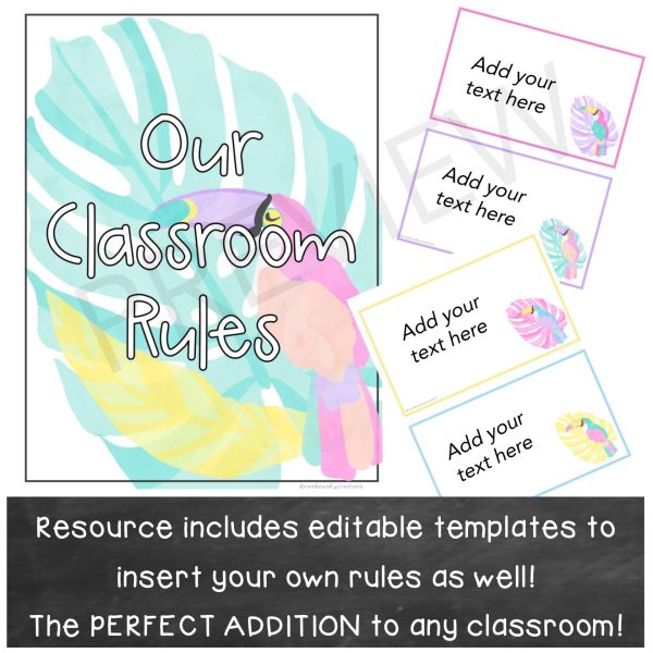 Classroom Rules / Positive Class Rules [Toucan theme] - Rainbow Sky Creations