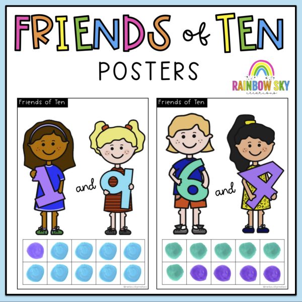 Friends of 10 Posters | Number Bonds Bulletin Board - Rainbow Sky Creations
