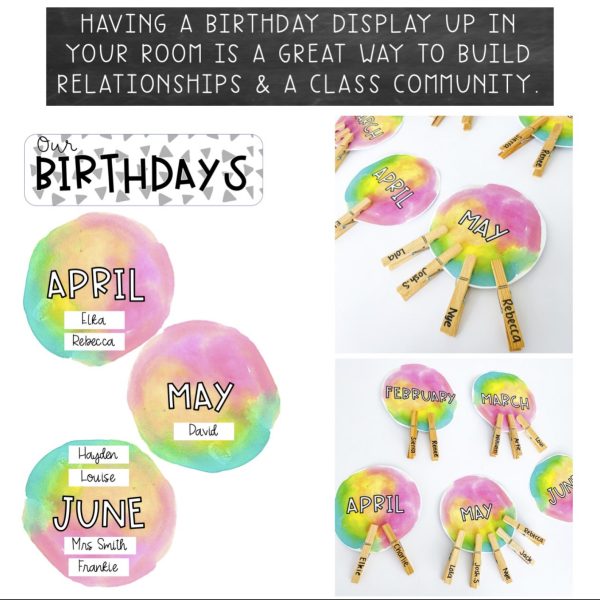 Simple Birthday Display | Rainbow Splash | Peg Birthdays - Rainbow Sky Creations
