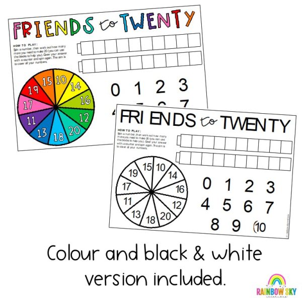 FREE Addition to 20 Game | First Math Center - Rainbow Sky Creations