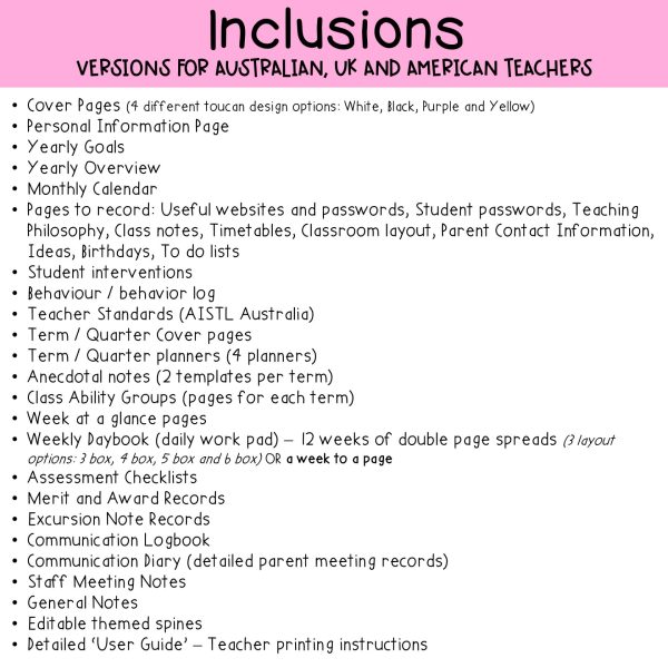 Editable Teacher Planner - Annual [Toucan Theme] - Rainbow Sky Creations