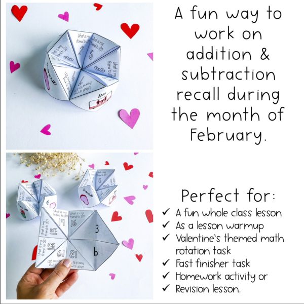 Valentine's Math Chatterboxes | February Math Centers | 1st Grade 2nd Grade - Rainbow Sky Creations