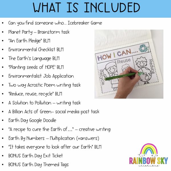 EARTH DAY Pack | Year 3-6 {Paper & Digital VERSIONS} Distance Learning - Rainbow Sky Creations