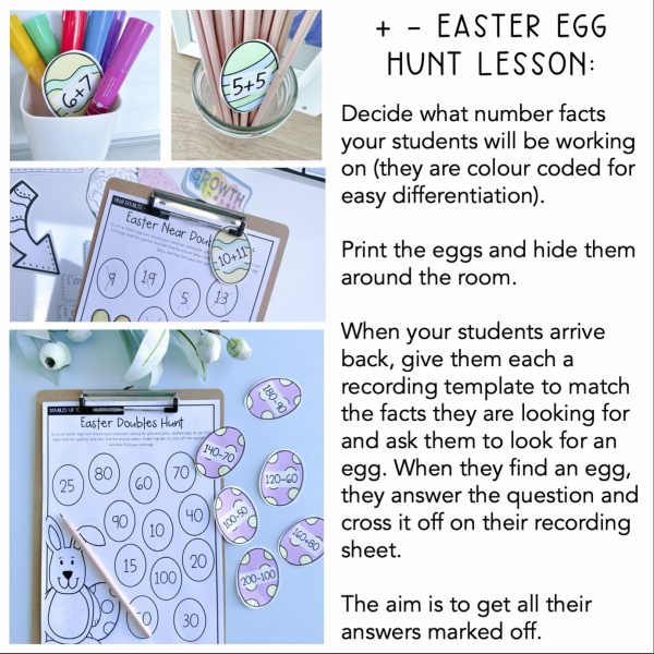 Easter Doubles and Near Doubles Egg Hunt | Easter Addition and Subtraction - Rainbow Sky Creations