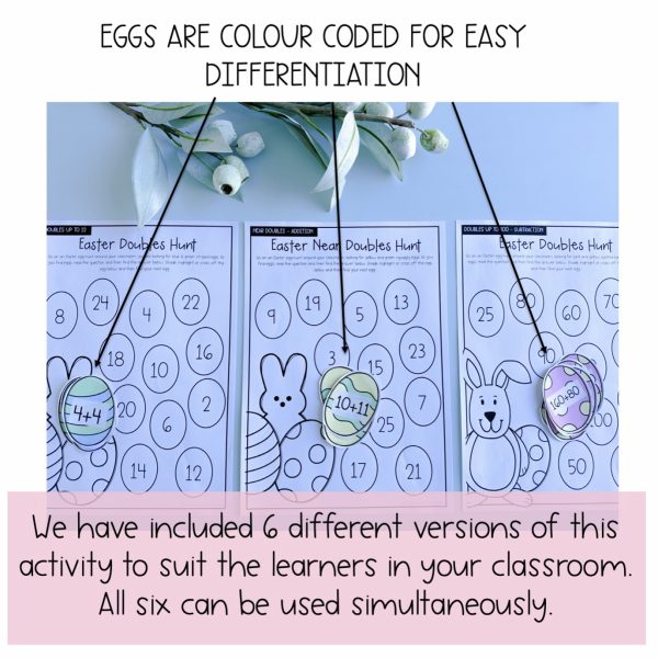 Easter Doubles and Near Doubles Egg Hunt | Easter Addition and Subtraction - Rainbow Sky Creations