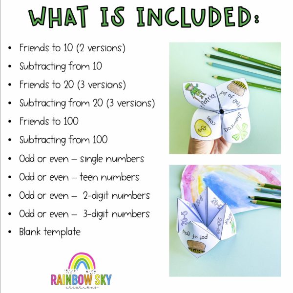 St Patrick's Math Chatterboxes | March Math Centers | 1st Grade 2nd Grade - Rainbow Sky Creations