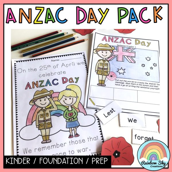 ANZAC Day Activity Pack - Kindergarten | Foundation | Prep - Rainbow Sky Creations