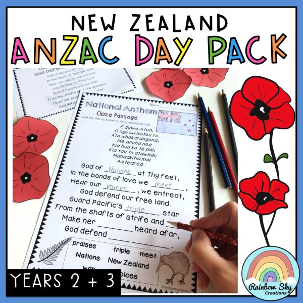 NZ ANZAC Day Pack | Year 2-3 [New Zealand Anzac Day Activities] - Rainbow Sky Creations