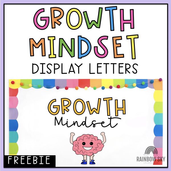 Growth Mindset Display Letters | FREE Growth Mindset Bulletin Board Title - Rainbow Sky Creations