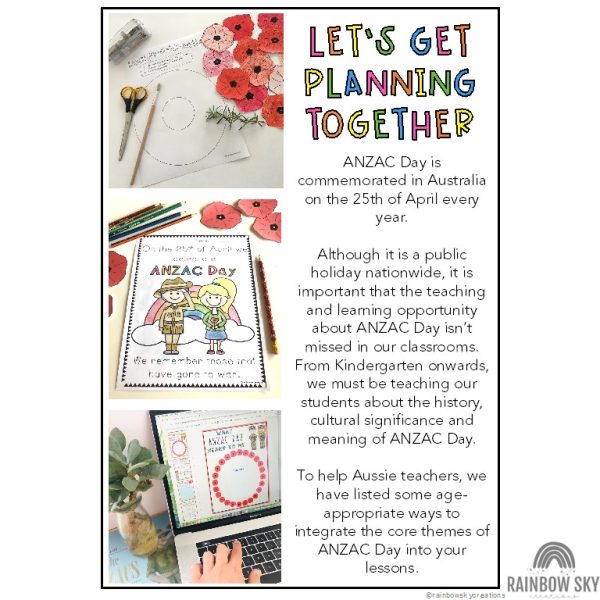 Anzac Day Lessons | ANZAC Activity Ideas FREE - Rainbow Sky Creations