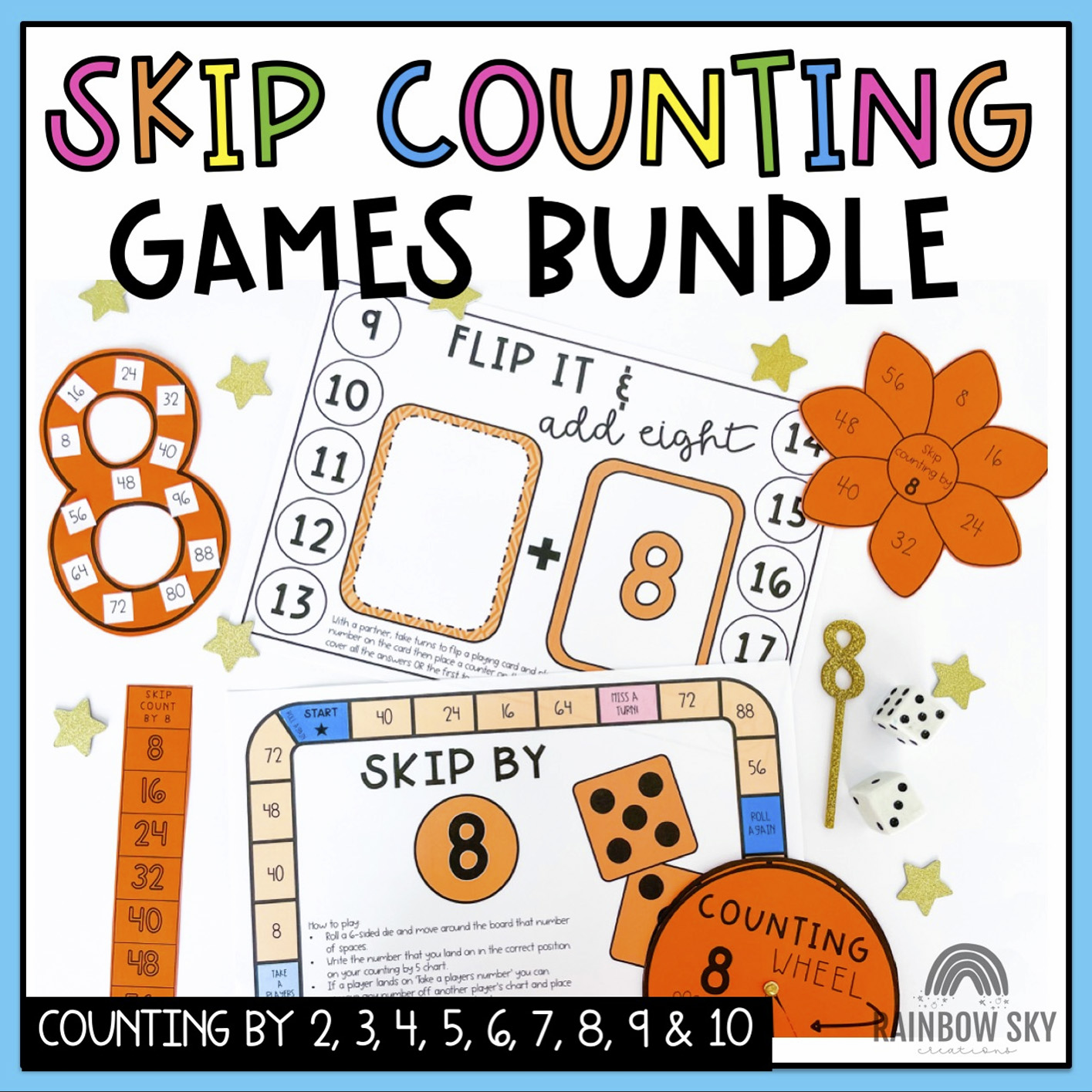 Skip Counting Games BUNDLE | Number Sequencing Activities
