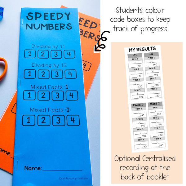 Division Speedy Number Booklet Dividing by 11 12