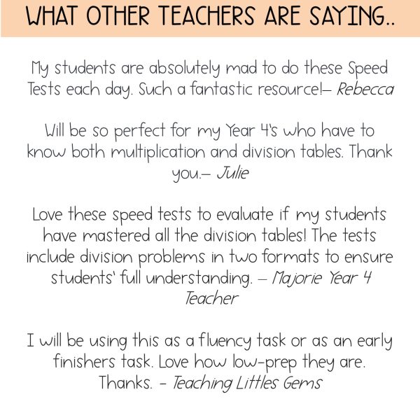 Division Speedy Number Booklet Dividing by 11 12