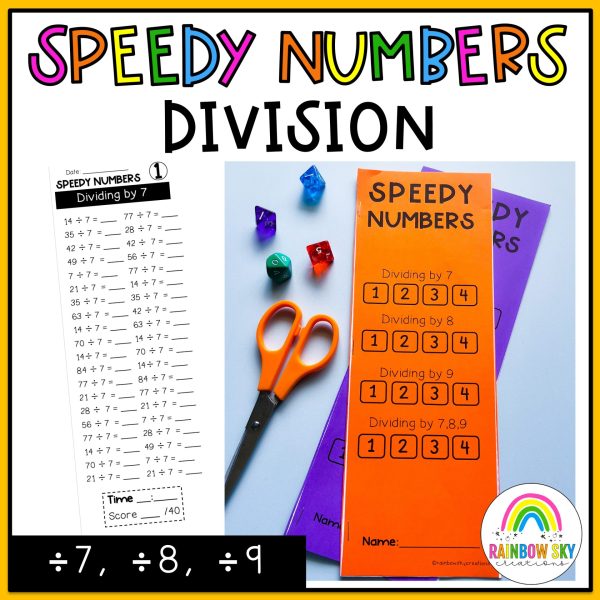 Division Speedy Number Booklet Dividing by 7 8 9