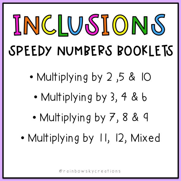Multiplication Speedy Numbers Booklets BUNDLE