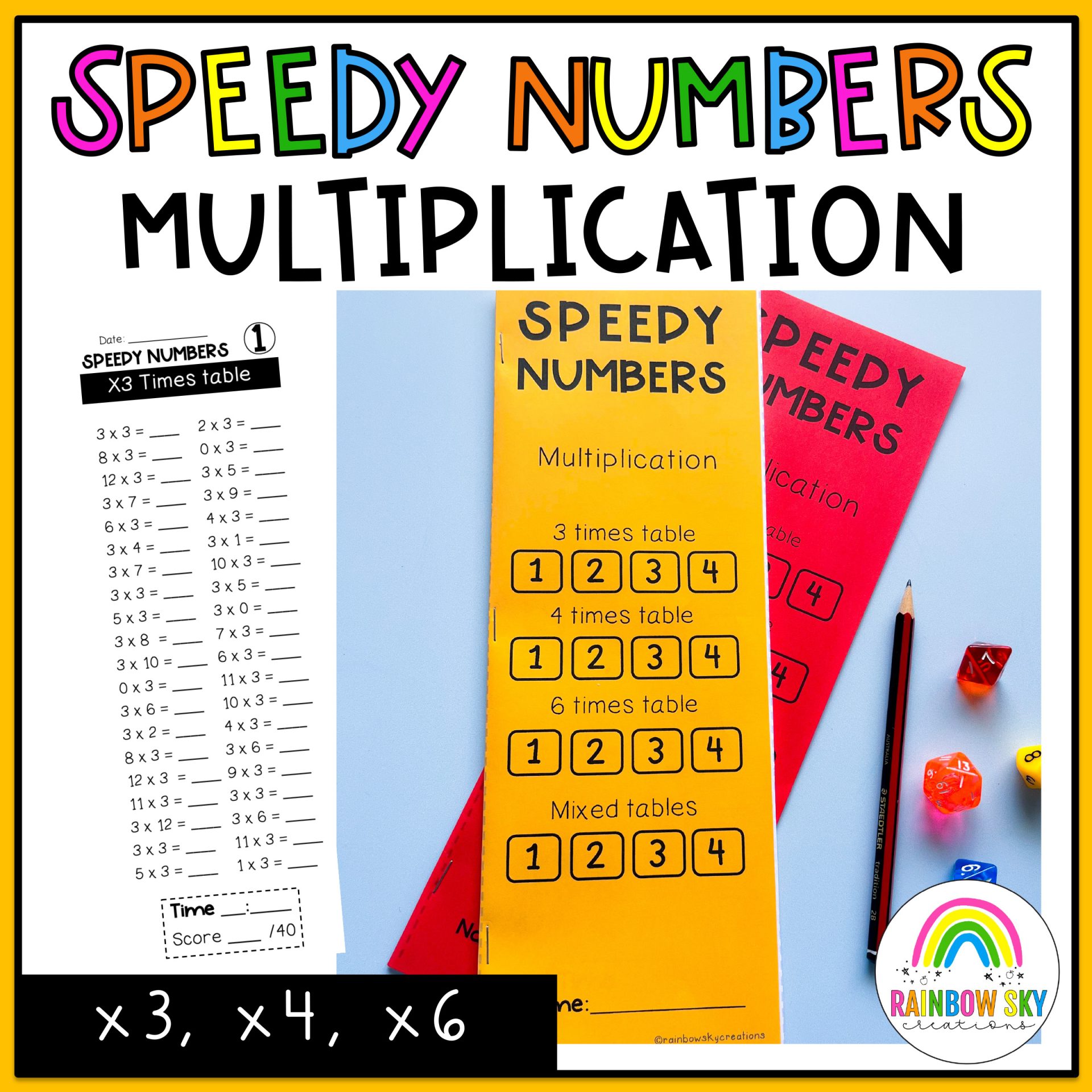 Multiplication Facts Speedy Numbers Booklet | Multiplying by 3, 4, 6