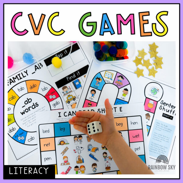 CVC Word Games | Reading Group Activity - Rainbow Sky Creations